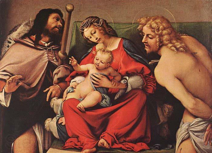 Lorenzo Lotto Madonna with the Child and Sts Rock and Sebastian